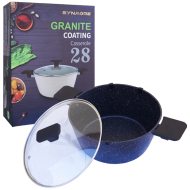 Oala granit 28 cm cu capac sticla, Synmore