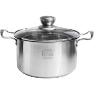 Oala inox 18 cm 2.5 L cu capac sticla, Adison