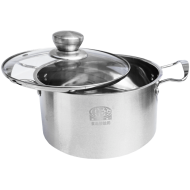 Oala inox 22 cm cu capac din sticla termorezistent, Adison