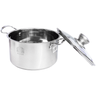 Oala inox 26 cm 7L cu capac sticla termorezistent Adison