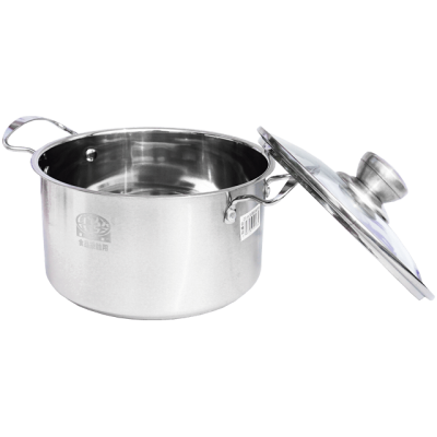 Oala inox 26 cm 7L cu capac sticla termorezistent Adison