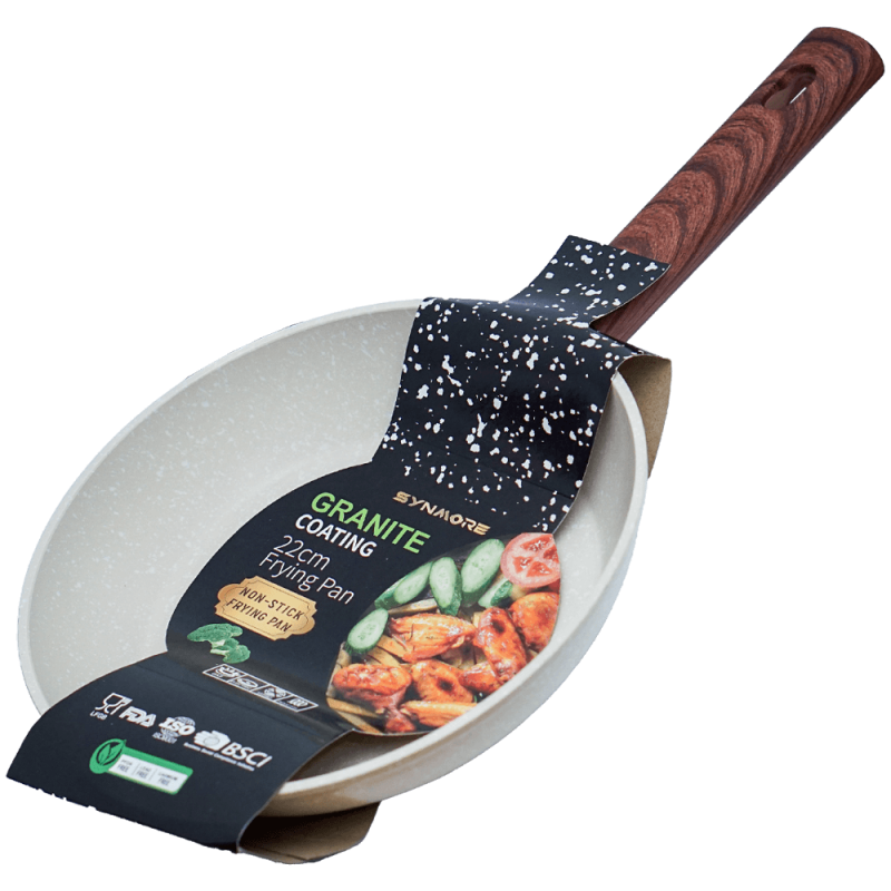 Tigaie granit 22 cm antiaderenta crem fara capac Synmore