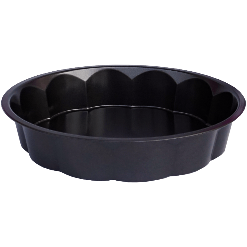 Tava de copt metalica, rotunda, pentru cuptor, neagra, 28.2 CM