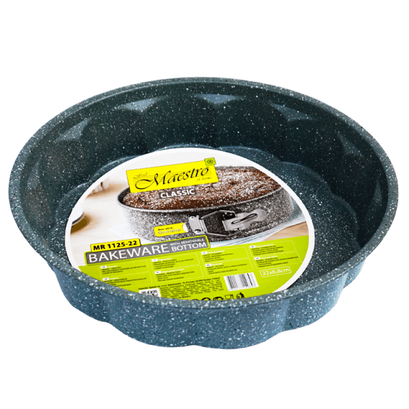 Tava rotunda antiaderenta marmorata cu margini ondulate 27.5 cm Adison