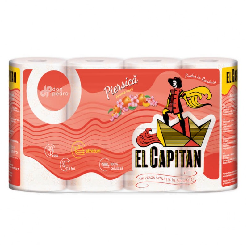 Hartie Igienica 3 Straturi El Capitan piersica 8 Role