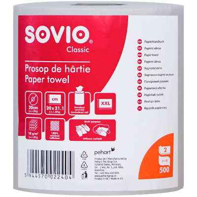 Prosop hartie cu derulare centrala Sovio 500 foi 100 m