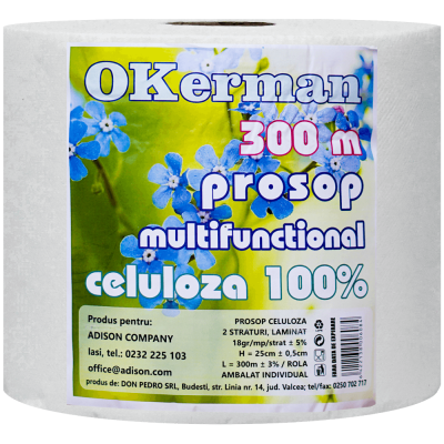 Rolă prosop hârtie 300 m Okerman