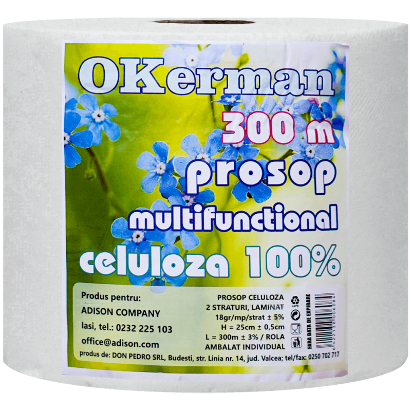 Rolă prosop hârtie 300 m Okerman