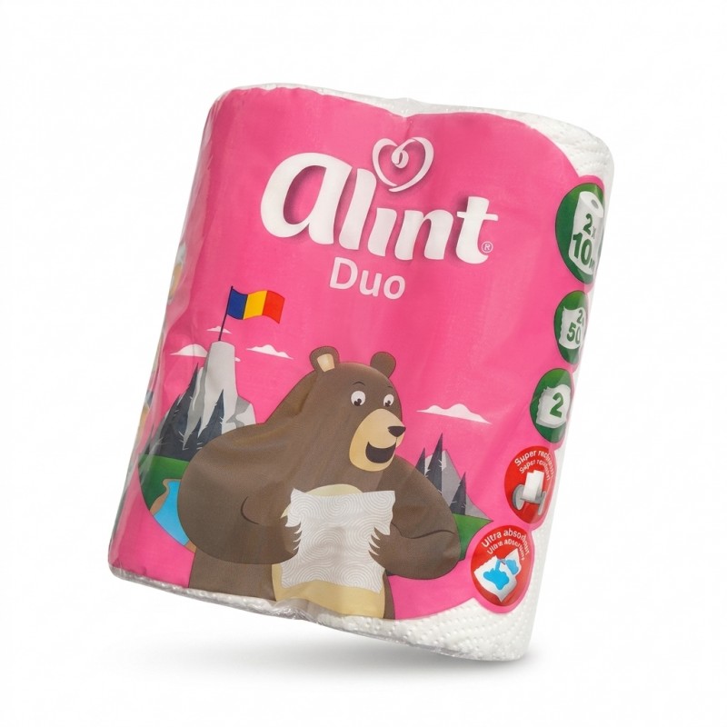 Set 2 role prosop de bucatarie 2 straturi absorbant 50 foi 10.5 m Alint