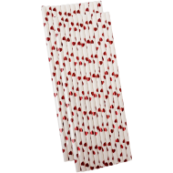 Set 25 de paie din carton, unica folosinta, cu model inimioare imprimate, 19.7 CM