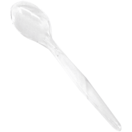 Set de 50 lingurite reutilizabile, transparente, din plastic, pentru desert, 14 CM