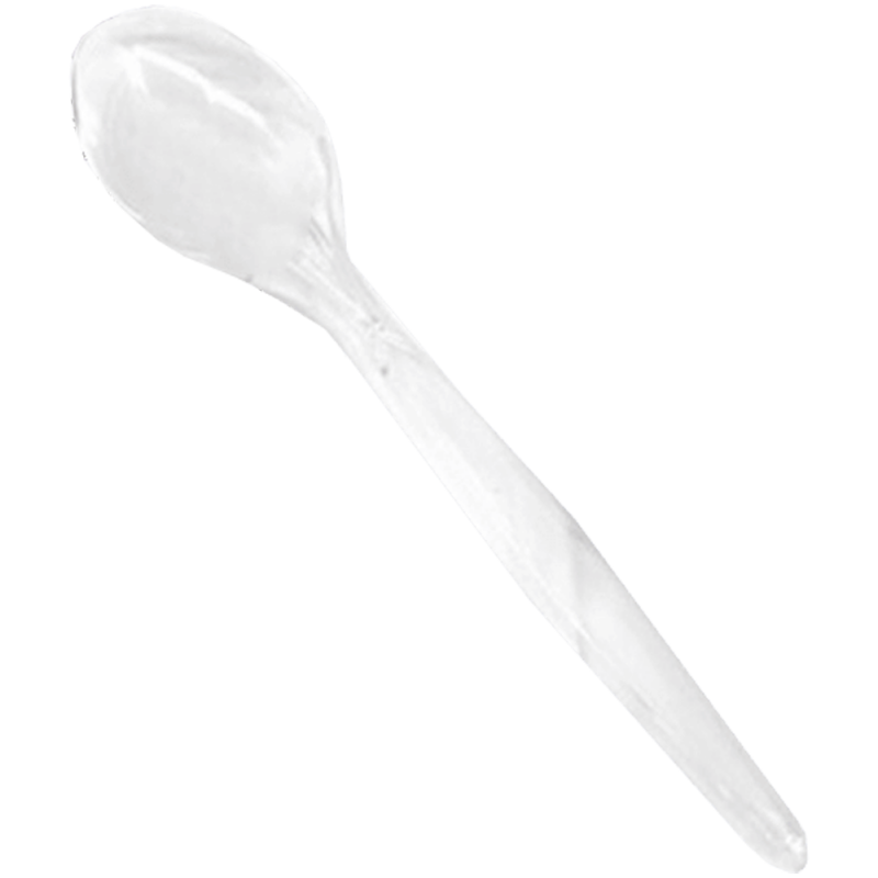 Set de 50 lingurite reutilizabile, transparente, din plastic, pentru desert, 14 CM