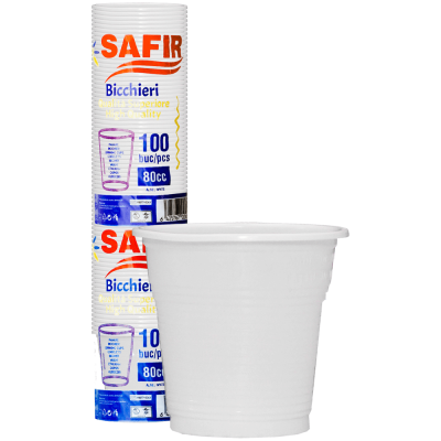 Pahare de unica folosinta 80 ml Safir 100 buc