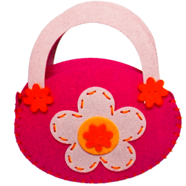 Set educativ de creatie, poseta, roz, cu model floral, 22 x 17 CM