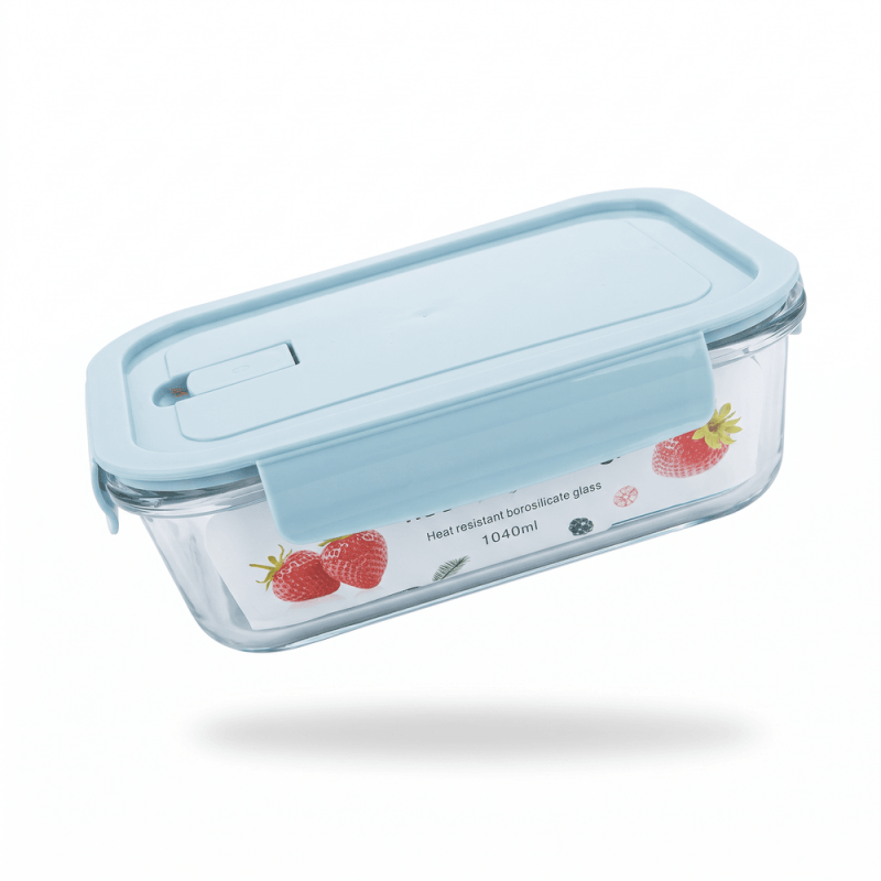 Caserola sticla borosilicata capac etans albastru 1040 ml 21x16 cm Adison