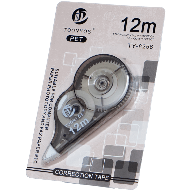 Banda corectoare plastic 5mmx12m, alba, birou corectare scriere Toonyos