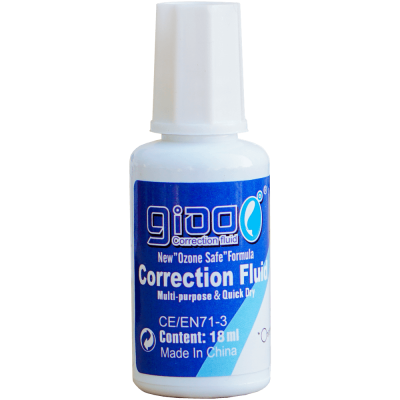 Fluid corector lichid 18 ml alb cu pensula uscare rapida