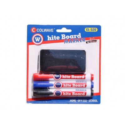 Set 3 Markere Whiteboard cu Burete 