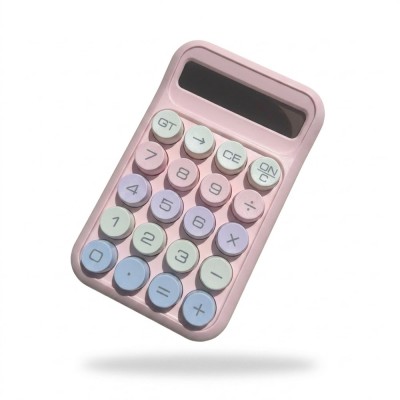 Calculator de birou mic colorat cu taste rotunde pastel KC-2819 RENZDO