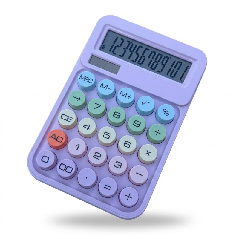 Calculator de birou mijlociu colorat 12 digiți cu taste rotunde 2809C