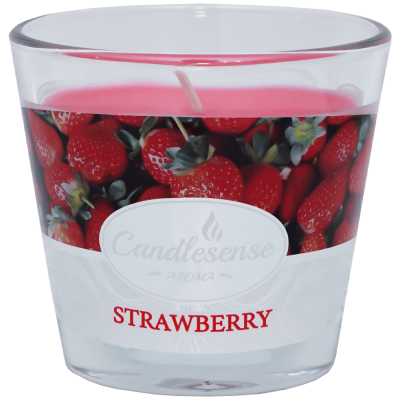 Lumanare parfumata capsuni 26 ore in pahar sticla Candlesense
