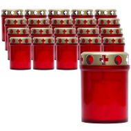 Set 20 candele rosii 20 ore cu capac metalic pentru cimitir 80 g K1-100 Zniczplast