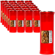 Set 24 candele rosii 57 ore cu capac anti-vant pentru cimitir T50 Zniczplast