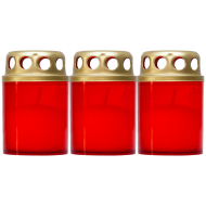 Set 3 candele rosii 12 ore cu capac metalic Adison