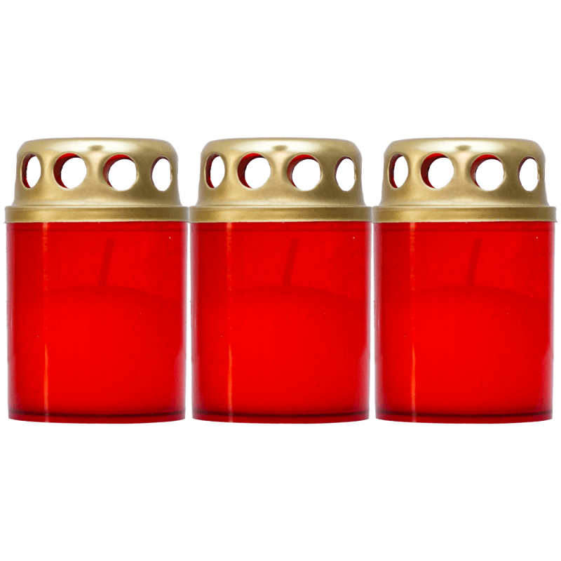 Set 3 candele rosii 12 ore cu capac metalic Adison