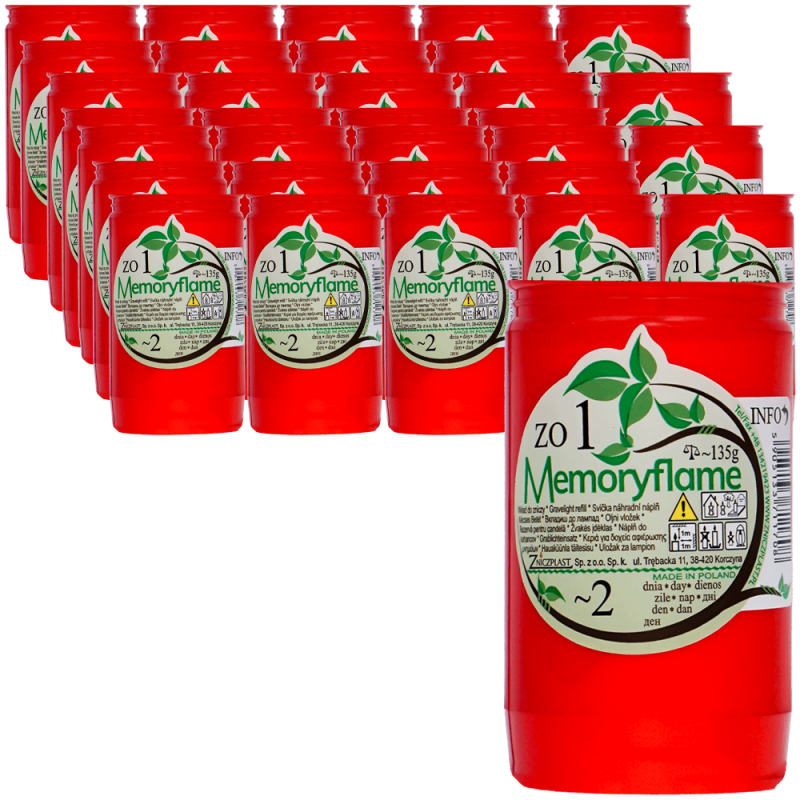 Set 32 candele cu ulei 2 zile pentru cimitir ZO 1 Memoryflame 135 g Zniczplast
