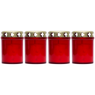 Set 4 candele rosii 20 ore cu capac metalic pentru cimitir 80 g K1-100 Zniczplast