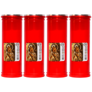 Set 4 candele rosii 57 ore cu capac anti-vant pentru cimitir T50 Zniczplast