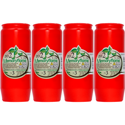 Set 4 candele rosii cu ulei 3 zile 200 g pentru cimitir ZO2 Memoryflame