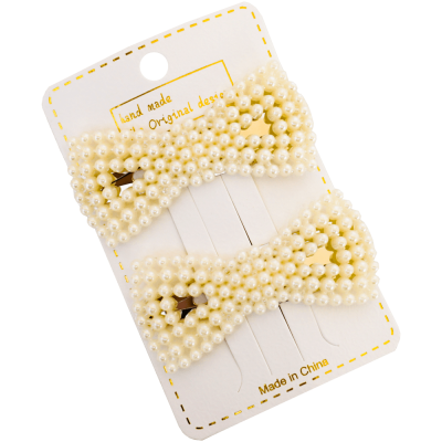 Set 24 clamite in forma de fundita, cu perle, pentru stilizarea coafurii 7.5 CM