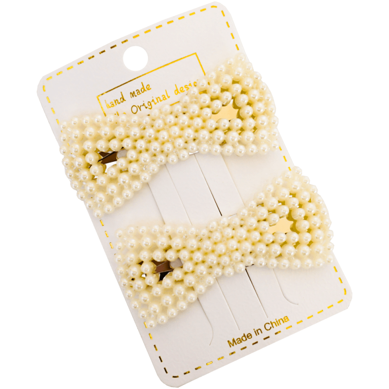 Set 24 clamite in forma de fundita, cu perle, pentru stilizarea coafurii 7.5 CM