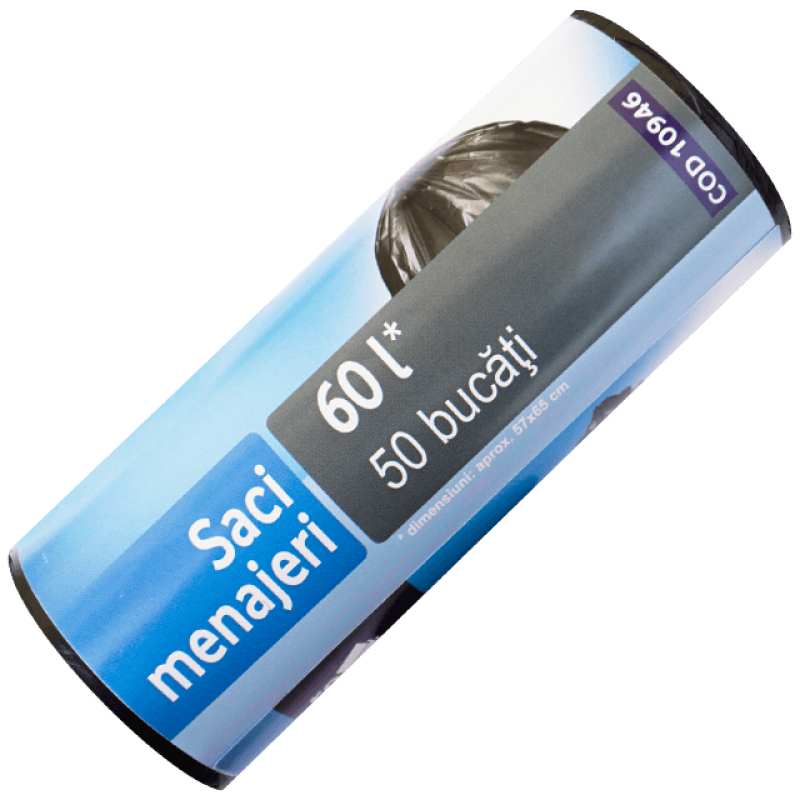 Saci de gunoi 60 l negri 50 buc Ropack 
