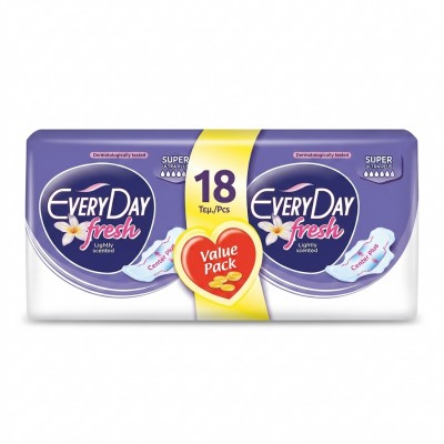 Absorbante Fresh Super Ultra Plus parfumate cu absorbtie mare 18 bucati EveryDay
