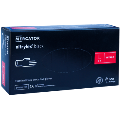 Manusi nitril nepudrate L 100 buc negre horeca Mercator