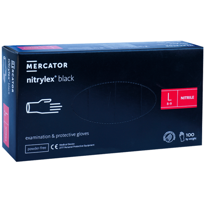Manusi nitril nepudrate L 100 buc negre horeca Mercator