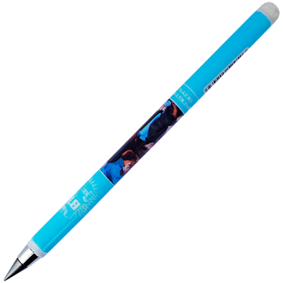 Creion HB infinit cu radiera, albastru cu model imprimat, capacitate de scriere 20.000 m, 14.8 CM