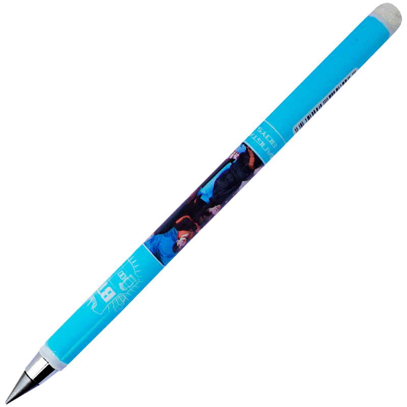 Creion HB infinit cu radiera, albastru cu model imprimat, capacitate de scriere 20.000 m, 14.8 CM