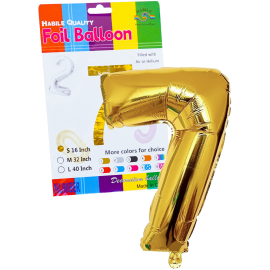 Balon aniversar din folie metalizata Gold, cifra 7, 40 CM, galben