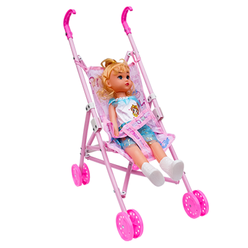 Set papusa cu carucior pliabil 46 cm