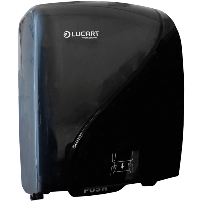 Dispenser (dozator), Lucart, tip Autocut, negru, din plastic, pentru rola prosop, 38.1x29x22.3 CM