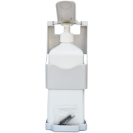 Dispenser manual pentru sapun lichid si dezinfectant, 1 L, din plastic, alb, 24.4 x 9.8 x 9 CM