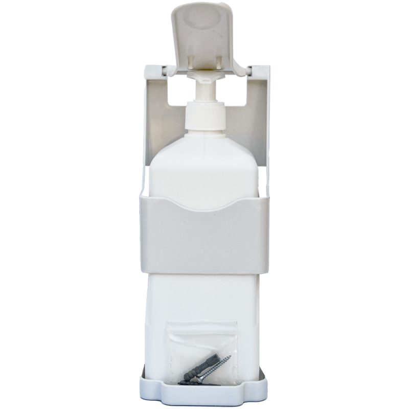 Dispenser manual pentru sapun lichid si dezinfectant, 1 L, din plastic, alb, 24.4 x 9.8 x 9 CM