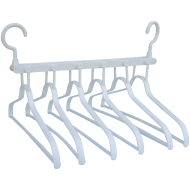 Set 6 umerase pe suport din plastic, albe, spatiu economic, 40 x 17 CM