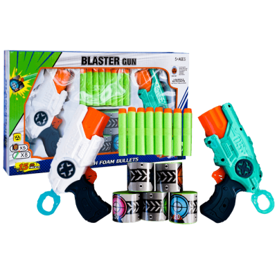 Set 2 pistoale de jucarie Soft gun cu sageti din burete si o raza lunga de actiune