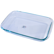 Vas dreptunghiular din sticla termorezistenta, gros si transparent, 3L