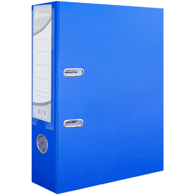 Biblioraft plastifiat 75 mm okerman albastru